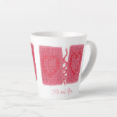TWO HEARTS KNIT Tasse à Latte + Texte (Angle droit)