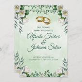 Two Hearts, One Love Wedding Invitation (Devant / Derrière)