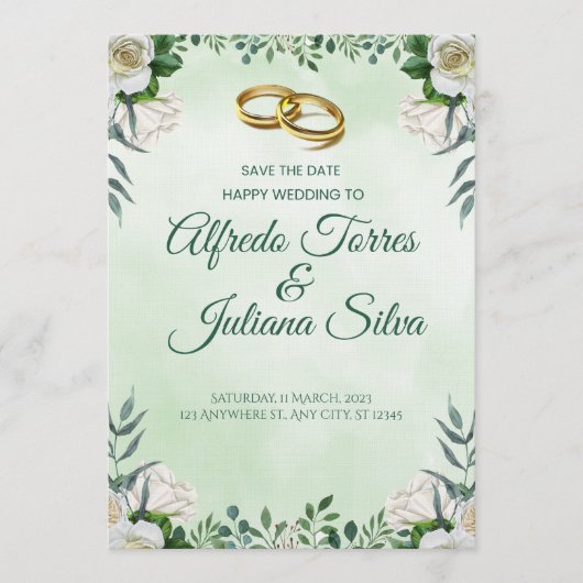 Two Hearts, One Love Wedding Invitation Kaart (Voorkant)