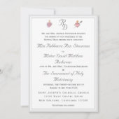 Two Hearts Silver Catholic Wedding Invitation (Devant)