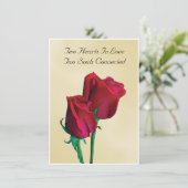 Two Hearts Two Souls Roos bruiloft uitnodiging (Staand voorkant)