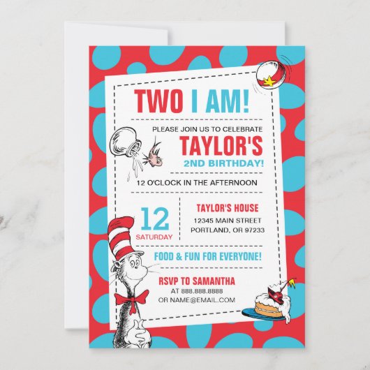 Two I Am | Invitation d'anniversaire du Chat dans (Devant)