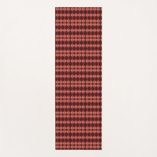 Two images of a red and black plaid rectangular  yogamat (Voorkant)