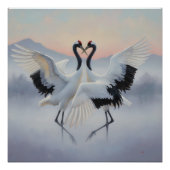 Two Japanese cranes in a graceful dance Perfect Poster (Voorkant)