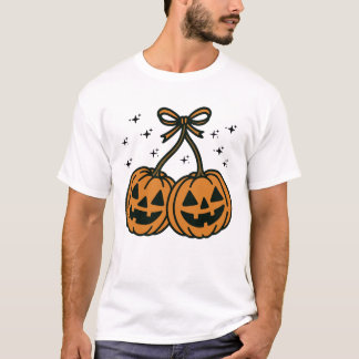 Two Kawaii Jack-O'-Lantern Pumpkins with Bow T-shirt