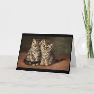 Two kittens. Boy, liefje. Love Kaart