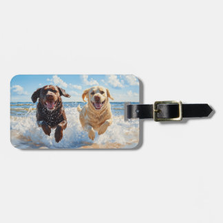 Two Labrador Retrievers on Beach Bagagelabel