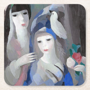 Two Lady en Dove, Marie Laurencin Vierkante Kartonnen Onderzetter