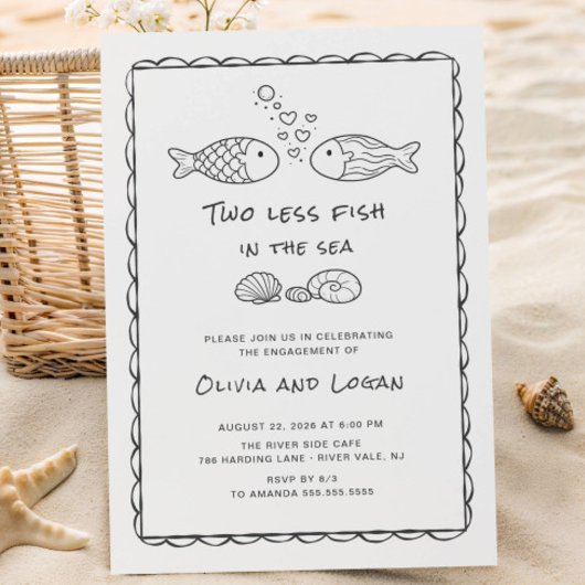Two Less Fish in the Sea Engagement Invitation
