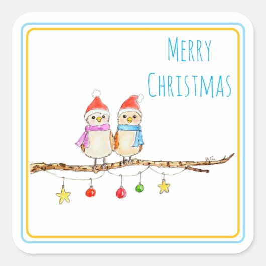 Two Little Birds  Square Sticker (Voorkant)