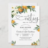 Two Little Cuties Baby Shower Invitation Kaart (Voorkant)