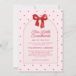 Two Little Sweethearts Valentine Baby Shower Kaart