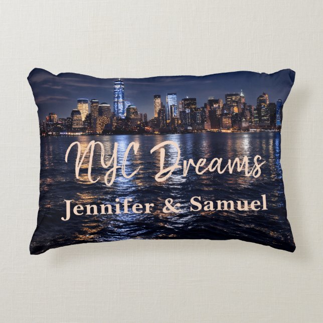 Two Lives Together NYC Skyline Accent Kussen (Voorkant)