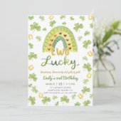 Two Lucky St Patrick's 2nd Birthday Invitation (Debout devant)
