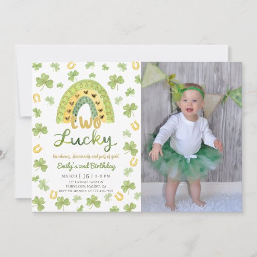 Two Lucky St Patrick's 2nd Birthday Invitation (Devant)