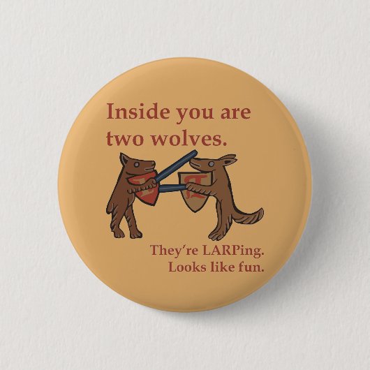 Two Medieval Wolves Button (Voorkant)