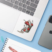 Two MICE Stealing Cherries, Bucket of Cherries Art Sticker (Laptop met iPhone)