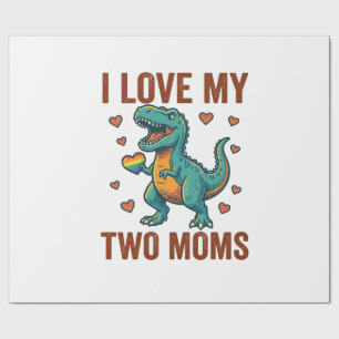 Two Moms Pride Dinosaur Vector T-Shirt Ontwerp_1 Cadeaupapier