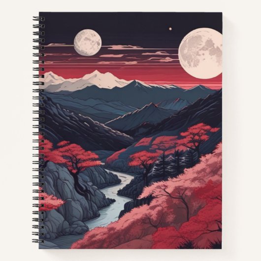 Two Moons Over The Mountains Spiral Bullet Journal (Devant)