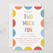 Two Much Fun 2nd Birthday Party Invitation (Devant)