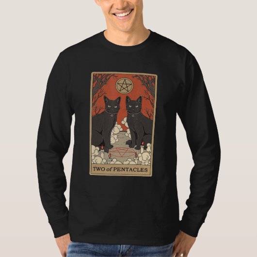 Two Of Pentacles Tarot Card Cat T-shirt (Voorkant)