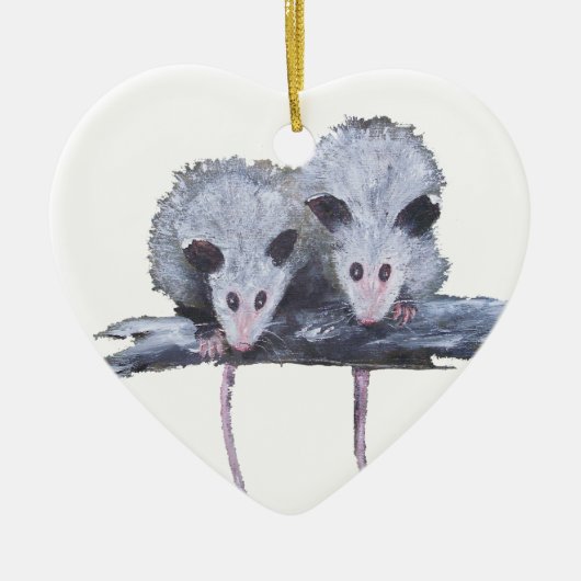 "Two Opossum" Heart Ornament (Voorkant)
