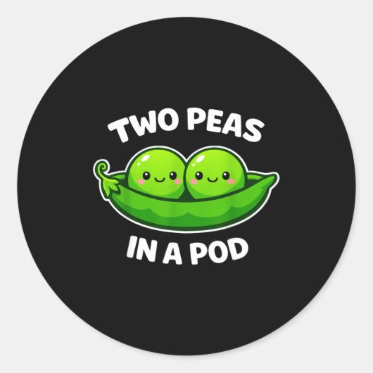 Two Peas In A D Cute Kawaii Funny Ronde Sticker (Voorkant)