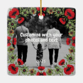 Two Photo Custom Text Red Poppies Free Palestine Keramisch Ornament (Achterkant)