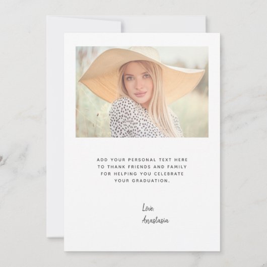 Two-Photo Grey Script Afstuderen Dank u Kaart (Achterkant)