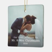 Two Photo Our First Christmas Married Mr. & Mrs. Keramisch Ornament (Links)