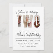 Two Photo Second Birthday Invitation Kaart (Voorkant)