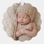 Two Photos Minimalist Baby First Christmas Ornament Kaart (Achterkant)