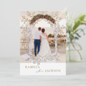 Two-Piece Rose Gold Black Back Minimalist Wedding  Kaart (Staand voorkant)