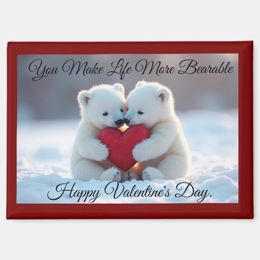 Two Polar Bear Cubs Valentine Magnet (Recto)