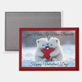 Two Polar Bear Cubs Valentine Magnet (Recto/Verso)