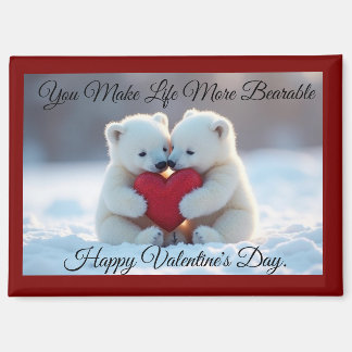 Two Polar Bear Cubs Valentine Magnet Magneet