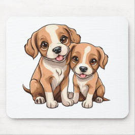 TWO PUPPIES Mouse Pad Muismat