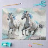 Two Racing Wild Horses Watercolour Tissuepapier (Craft)
