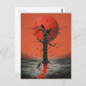 Two Ravens Red Black Sci Fi Horror Art Briefkaart (Voorkant / Achterkant)