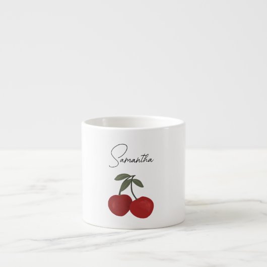 Two Red Cherries Illustration | Cute Fruit Art  Espresso Kop (Voorkant)