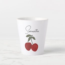 Two Red Cherries Illustration | Cute Fruit Art  Latte Mok
