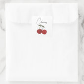 Two Red Cherries Illustration | Cute Fruit Art  Vierkante Sticker (Tas)