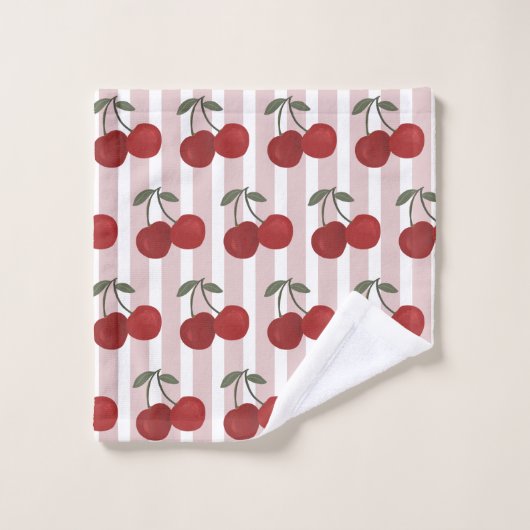 Two Red Cherries Illustration Personalized  (Gant de toilette)