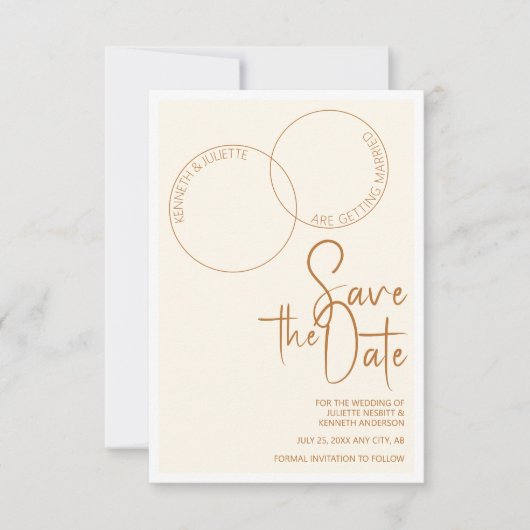 Two Rings Save The Wedding Date Invitation (Devant)