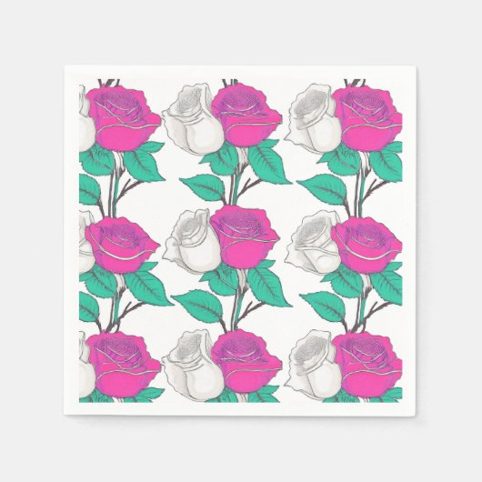 Two Rose Napkin Servet (Voorkant)