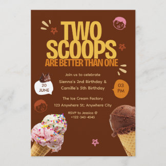 Two Scoops are Better Than One Ice Cream Birthday Kaart