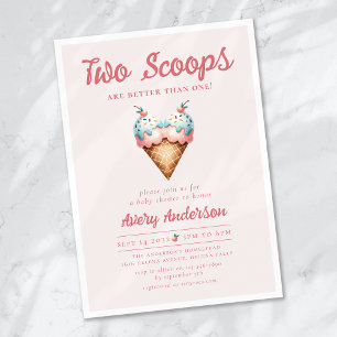 Two Scoops Ice Cream Twins Baby shower Kaart