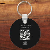 Two Sided Logo QR Code Black Business Keychains Sleutelhanger (Achterkant)