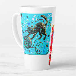 Two-Sided Neon Cat Latte Mok