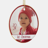 Two Sided Red Gold Baby's eerste kerst Ornament (Rechts)
